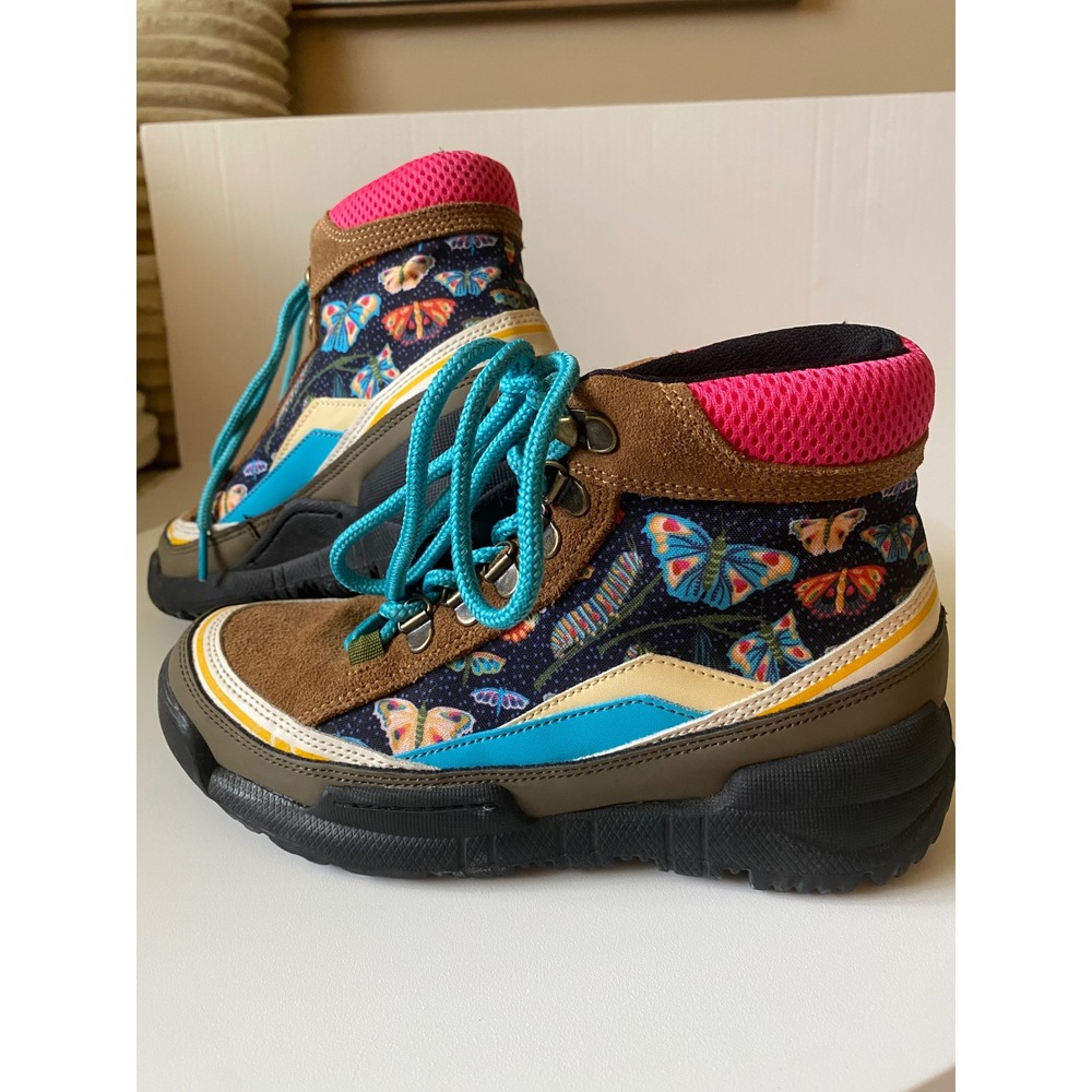 Inkkas Flutterby Trekk Boots Butterfly Print Hiking Brown Suede Womens 6 Mens 4